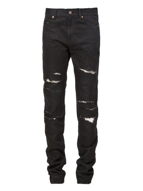 Saint laurent Ripped Jeans in Black for Men | Lyst