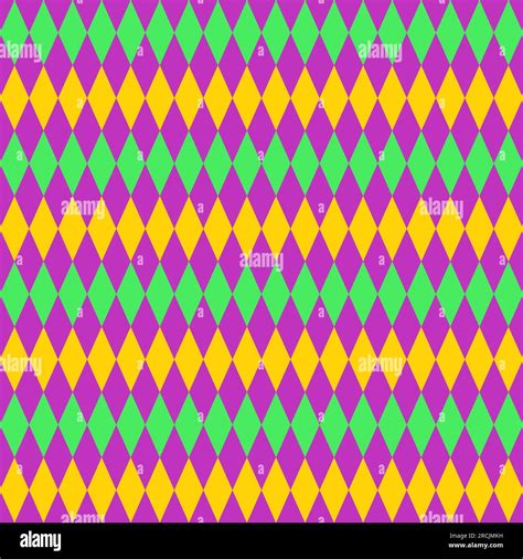 Stained glass window seamless pattern Mardi grass background Colorful rhombus mosaic Isolated ...