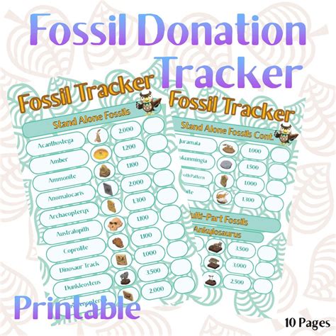 Animal Crossing Fossil Checklist/ Animal Crossing New Horizon Planner ...