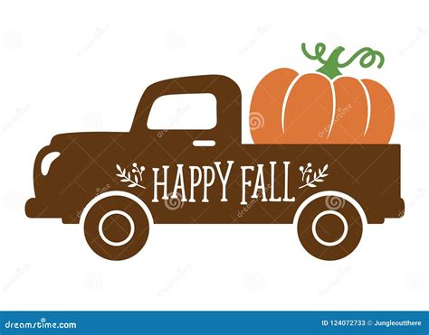 An Old Vintage Truck Carrying A Pumpkin In Fall Cartoon Vector ...