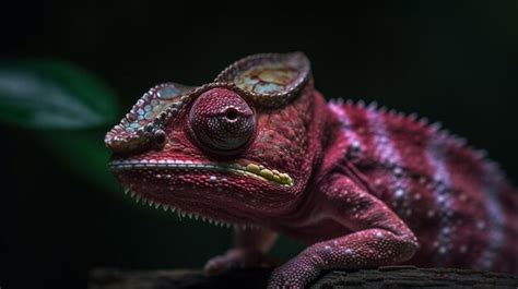 Premium Photo | A pink chameleon with a green background