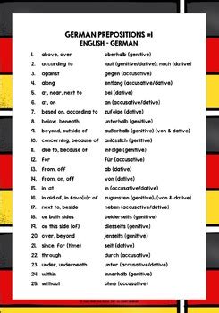 GERMAN PREPOSITIONS LIST FREEBIE by Lively Learning Classroom | TPT