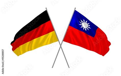 "3d illustration of Germany and Taiwan flags together waving in the wind" Stock photo and ...