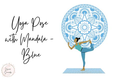 Yoga Pose with Mandala - Blue Graphic by visual.samadhi · Creative Fabrica