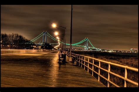 South Beach Boardwalk / Verrazano-Narrows Bridge | Staten island beach ...