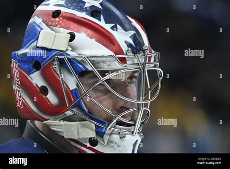 Tampere, Finland. 21st May, 2022. United States' goalie Jeremy Swayman ...