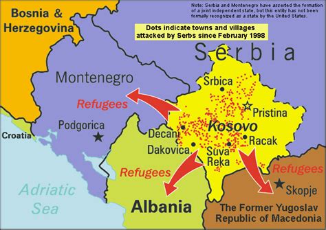 Towns and Villages in Kosovo Attacked by Serbs-Map. Department of State ...