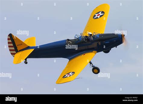 Fairchild PT-19 Cornell plane flying at an airshow. Second World War ...