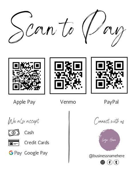 Scan to Pay Printable Business QR Code, Custom Business Sign, QR Code Sign, Payment Sign, Scan ...