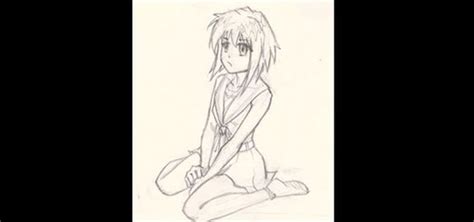 How to Draw a pencil sketch of an anime-style girl sitting down ...