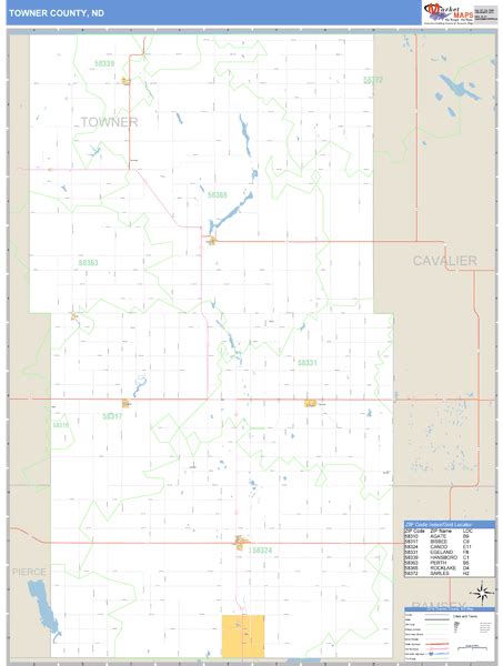 Towner County, North Dakota Zip Code Wall Map | Maps.com.com