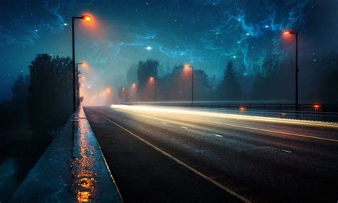 Night Summer City Road Nebula Abstract | Night landscape, Rainy city, Rain wallpapers