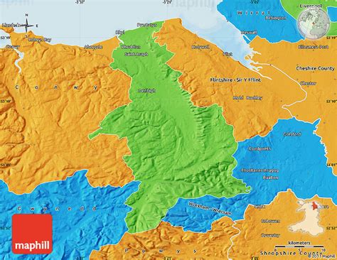 Political Map of Denbighshire - Sir Ddinbych