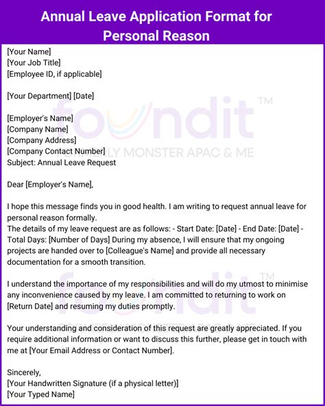 Annual Leave Application Letter | Format and Samples