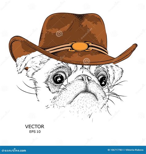 The Poster with the Image of Dog in a Cowboy Hat. Vector Stock Vector ...