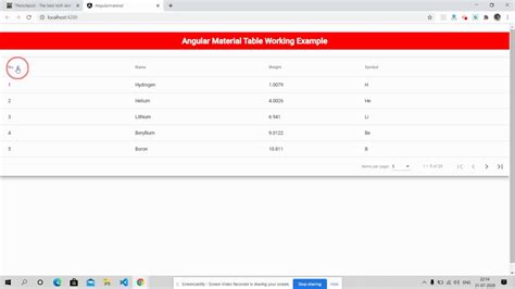 Angular Material Table with sorting pagination working example