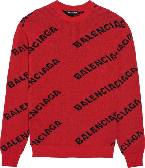 Balenciaga Red & Black Diagonal Logo Sweater | INC STYLE