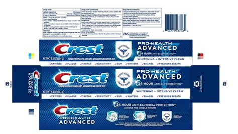 CREST PRO HEALTH ADVANCED WHITENING INTENSIVE CLEANING- stannous ...