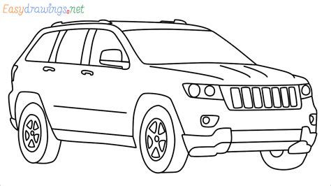 How To Draw Jeep Grand Cherokee Step by Step - [14 Easy Phase]