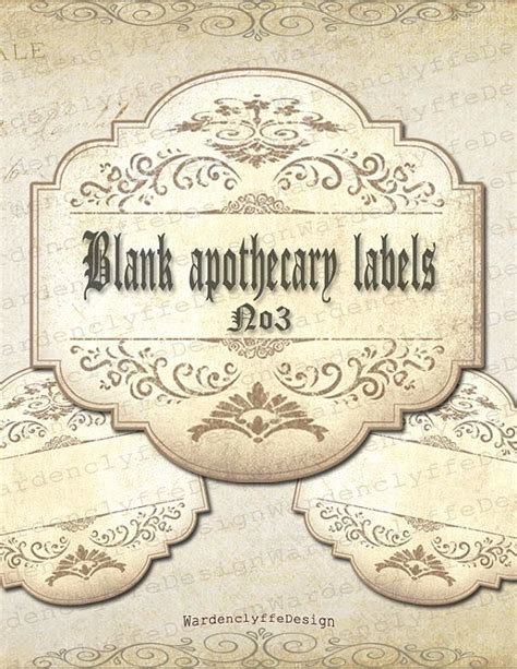 Printable Blank Apothecary Labels No335 x 32 by WardenclyffeDesign | Apothecary labels, Vintage ...