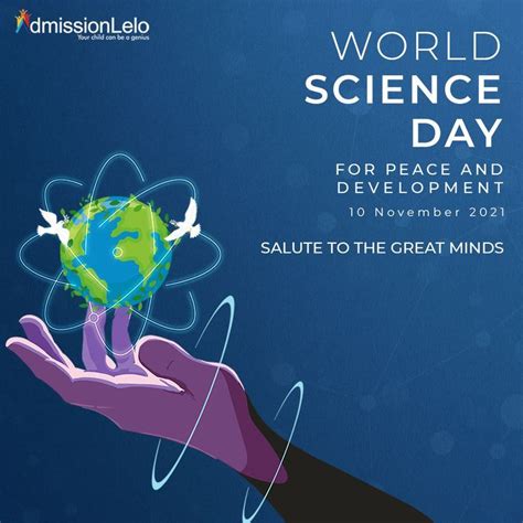 a poster for the world science day with an image of a hand holding a globe