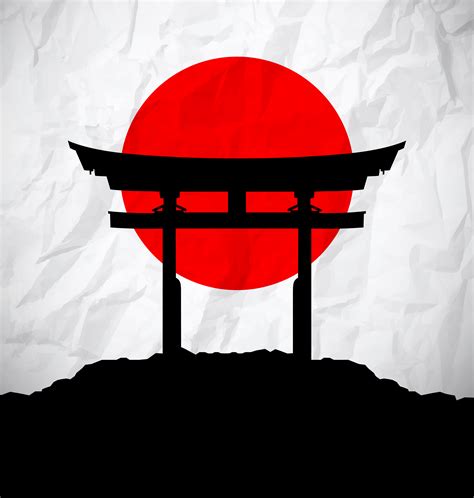 Japan flag as sunrise with japan gate 274555 Vector Art at Vecteezy