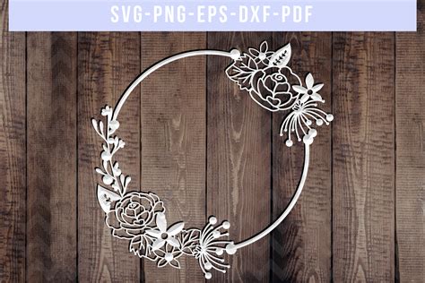 Floral Frame SVG Cut File, Flower Papercut, DXF, EPS, PDF