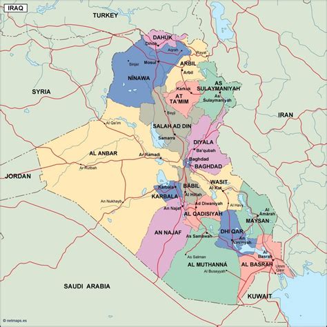 iraq political map. Eps Illustrator Map | Vector maps