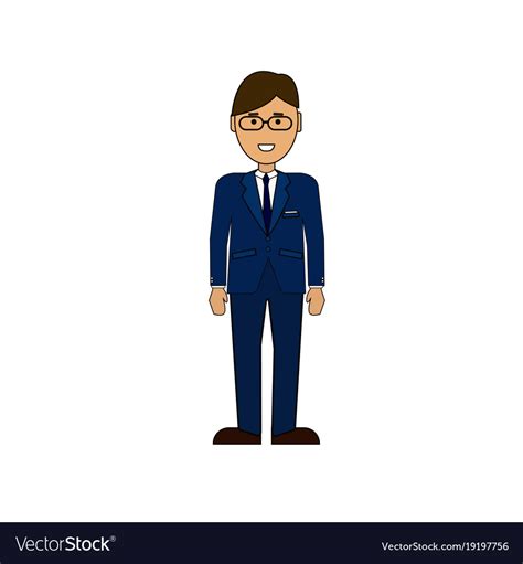 Cartoon business man wearing suit stand isolated Vector Image