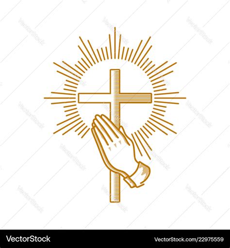 Praying hands and cross of jesus christ Royalty Free Vector