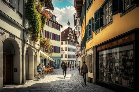 Premium AI Image | St Gallen's Old Town Commercial District