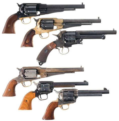 Six Single Action Revolvers -A) Pietta 1858 Remington New Model Army Percussion Revolver with Box