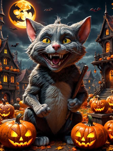 Premium Free ai Images | tom jerry cartoon horror scene halloween style ...