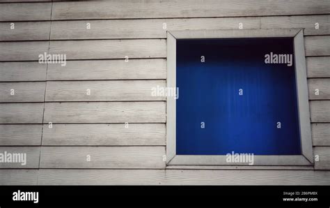 Blue Frame on the Frame with White Wood Wall Stock Photo - Alamy