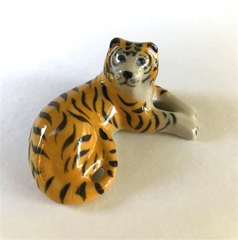 Tiger Ceramic Figure Figurine Mini Animal Ceramic Animal - Etsy