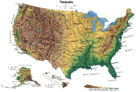 地形図の米国-地形図（北米-ア)