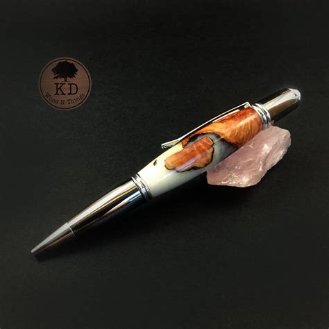 Manzanita Burl Fused With White Acrylic Twist Pen, Wood and Acrylic Pen ...