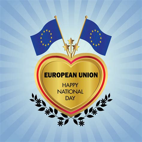 European Union flag Independence Day with Gold Heart 21432538 Vector Art at Vecteezy