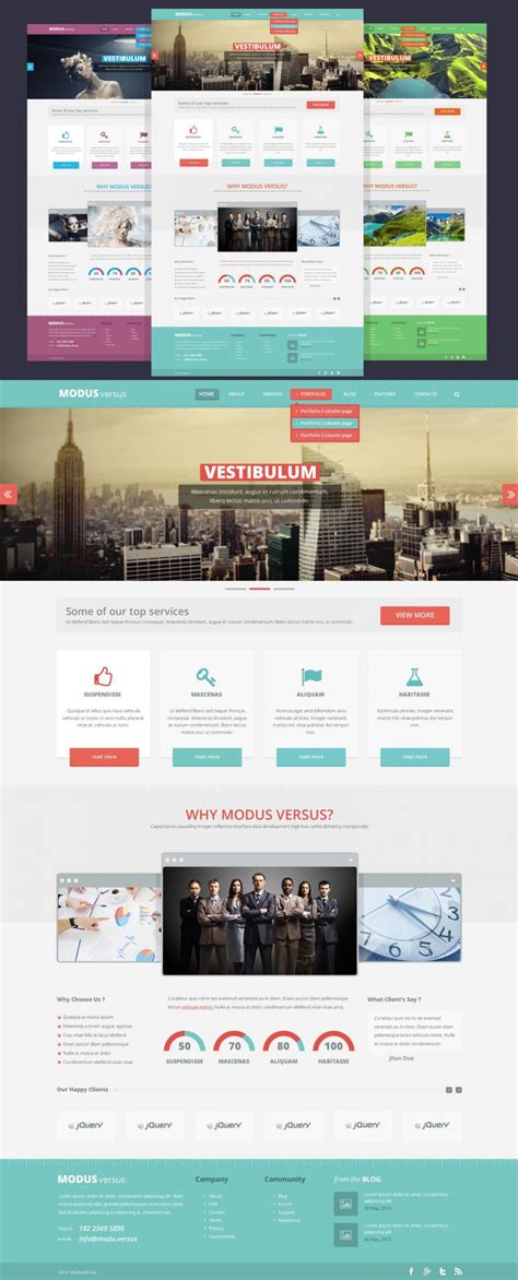 Clean Flat Full Website Free PSD Template – Download PSD