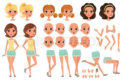 Teenager girl character creation set ... | Stock vector | Colourbox