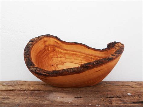 Hand carved Wooden Rustic Bowl Olive Wood Handcrafted Natural Edge Bowl ...