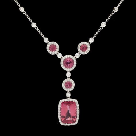 Favero Pink Tourmaline and Diamond Necklace at 1stDibs