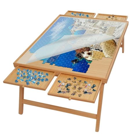 1500 Pieces Folding Puzzle Board, Foldable Legs and 4 Drawers,34.2" x ...