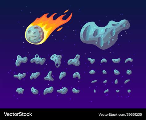 Set of colorful asteroids different shapes Vector Image