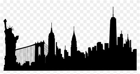 #newyork #statueofliberty #buildings #silhouette - New York Skyline Silhouette Painting, HD Png ...