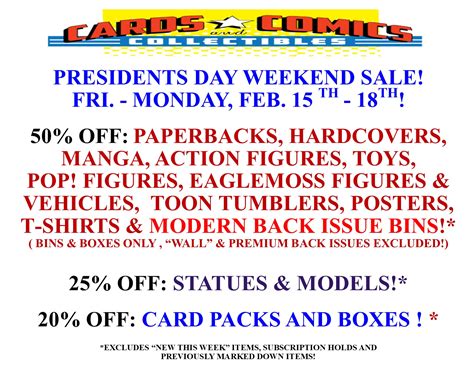 President’s weekend sale! | Cards, Comics & Collectibles