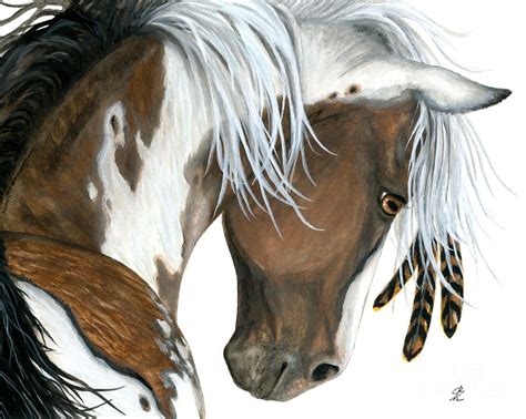 Tri Colored Pinto Horse Painting by AmyLyn Bihrle - Pixels