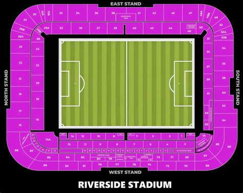 Riverside Stadium Seating Chart with Rows and Seat Numbers 2024