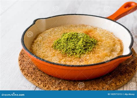 Turkish Dessert Kunefe With Pistachio Powder. Stock Image - Image of ...