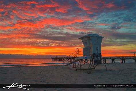 Pompano Beach Pier Guard Tower at Sunrise | Royal Stock Photo